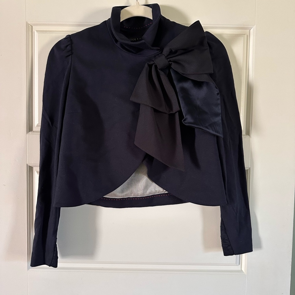 Alice + Olivia Black Navy Blazer with Bow Detail - Picture 2 of 16